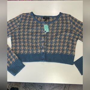 Houndstooth pattern cropped cardigan